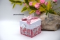 Preview: Explosionsbox Hochzeit ca. 7x7x7cm personalisierbar | Geldgeschenk | Zierschachtel | Motiv: Herzen, floral | fuchsia rosa weiß | Art. Nr. 03020306